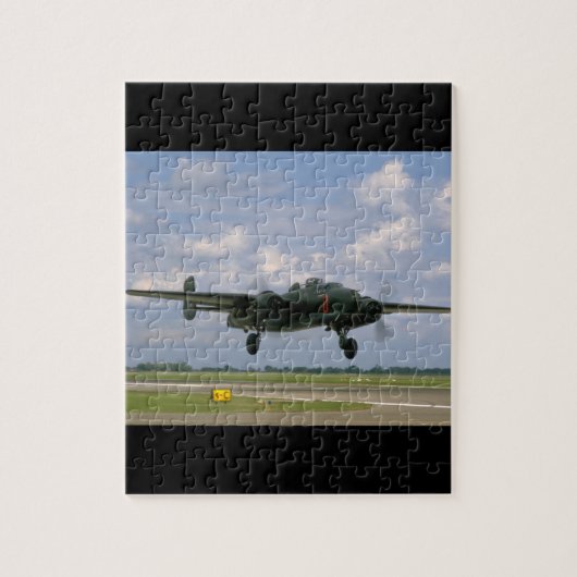 B25 kurz vor Landing_WWII Flugzeuge Puzzle (Vertikal)