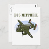 B25 Mitchell Bomber Green Flugzeug Postkarte (Vorne/Hinten)