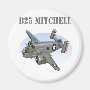 B25 Mitchell Bomber-Silber-Flugzeug Magnet