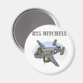 B25 Mitchell Bomber Silver Flugzeug Magnet (Vorderseite/Rückseite)