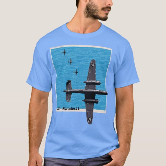 B25 Mitchell WW2 Bombenflugzeug über dem Ozean T-Shirt (Vorderseite)