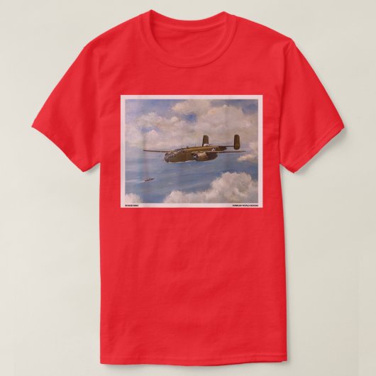 B25 Mitchell WW2 Plane Painting Military Novelty G T-Shirt (Design vorne)