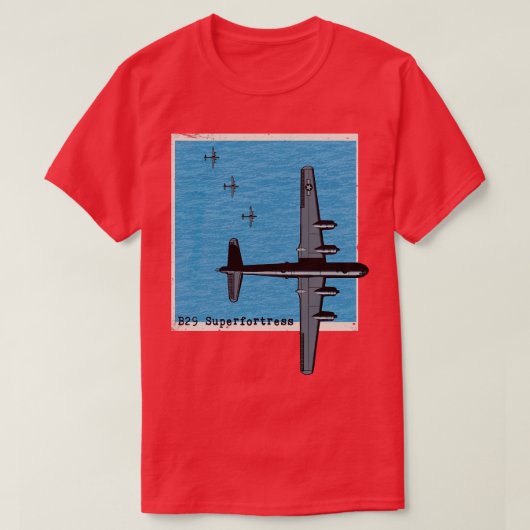 B29 Superfestress WW2-Bombenflugzeug über dem Meer T-Shirt (Design vorne)