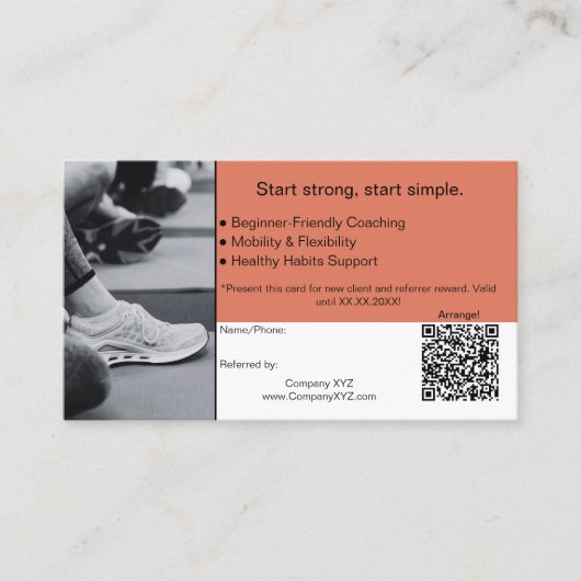 B2B Services QR Code Burnt Orange Black Empfehlungskarte (Vorderseite)