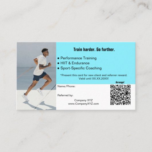 B2B Services QR Code Electric Blue Black Empfehlungskarte (Vorderseite)