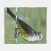 B32 Western Kingbird auf Barb Wire Fleecedecke (Vorderseite (Horizontal))