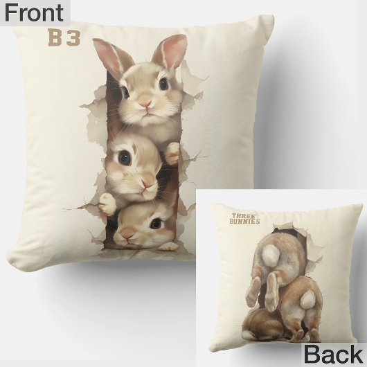 B3 Three Bunnies 3D Illusion Kissen