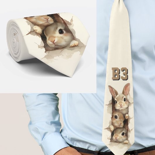 B3 Three Bunnies 3D Illusion Krawatte