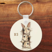 B3 Three Bunnies 3D Illusion  Schlüsselanhänger (Vorderseite)