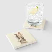 B3 Three Bunnies 3D Illusion Steinuntersetzer (Seitenansicht)