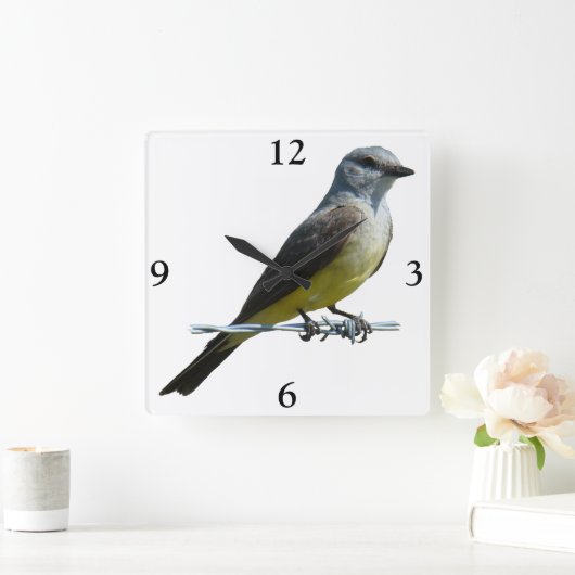 B45 Western Kingbird Quadratische Wanduhr (Zuhause)