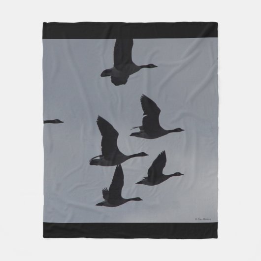 B46 Kanadagänse im Flug Silhouette Fleecedecke (Vorderseite)