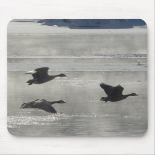 B47 Kanadagänse über gefrorenem Fluss Mousepad
