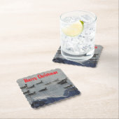 B49a Canada Geese on Foggy Frozen River Coaster Untersetzer (Vor Ort)