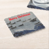 B49a Canada Geese on Foggy Frozen River Coaster Untersetzer (angewinkelt)