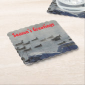 B49b Canada Geese on Foggy Frozen River Coaster Untersetzer (angewinkelt)