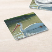B4 White Pelican Rechteckiger Pappuntersetzer (angewinkelt)