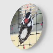 B53 Downy Woodpecker Große Wanduhr (Winkel)
