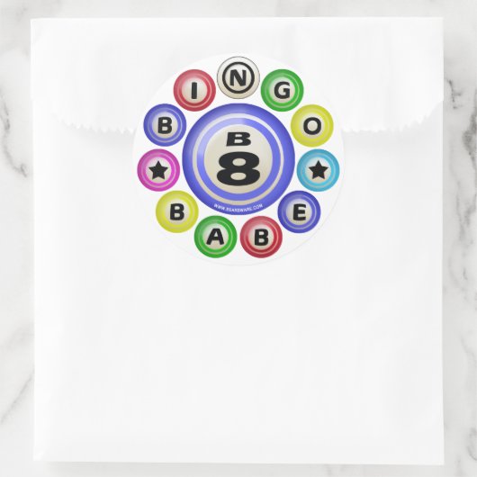 B8 Bingo Babe Runder Aufkleber (Tasche)