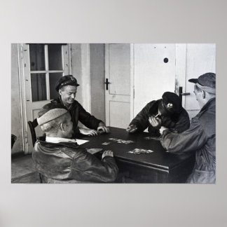 B-17 Bomber Piloten spielen Karten Poster