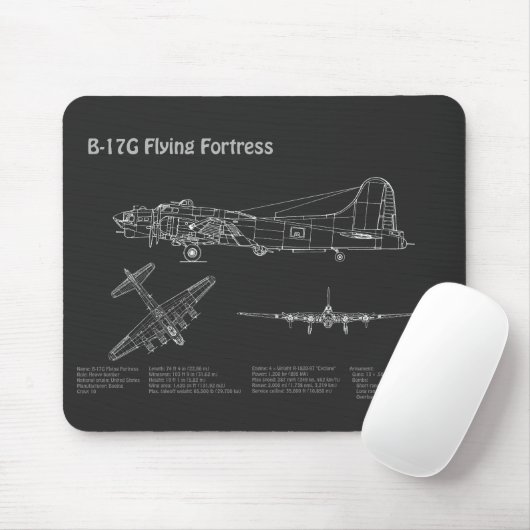 B-17 Festung fliegen - Flugzeugherstellungspläne P Mousepad (Mit Mouse)