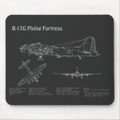 B-17 Festung fliegen - Flugzeugherstellungspläne P Mousepad (Vorne)