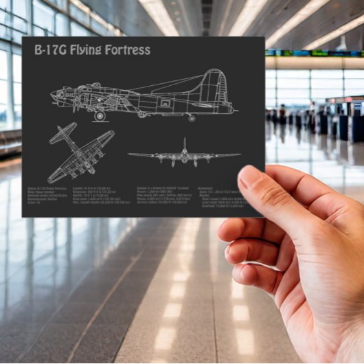 B-17 Festung fliegen - Flugzeugherstellungspläne P Postkarte