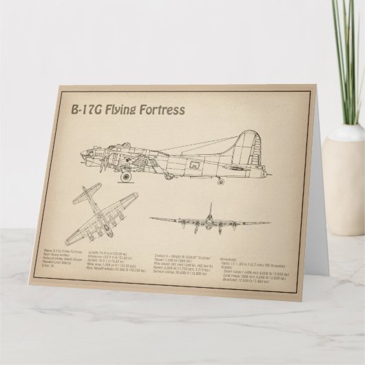 B-17 Festung fliegen - Flugzeugkonzept SD Dankeskarte (Vorderseite)