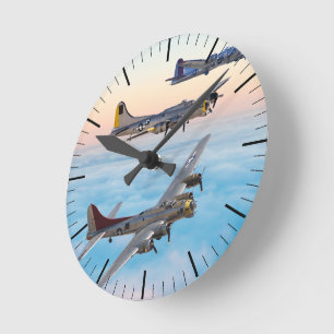 B-17 Fliegende FESTUNGS BOMBERSTAFFEL Runde Wanduhr
