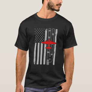 B-17 Flying Fortress Airplane American Flag Runway T-Shirt