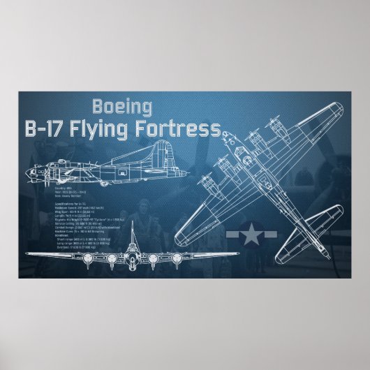 B-17 Flying Fortress Blueprint Poster (Vorne)