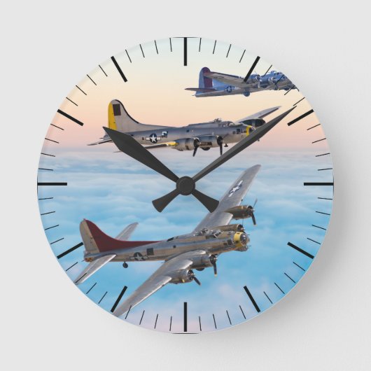 B-17 FLying FORTRESS BOMBER SQUADRON Runde Wanduhr (Vorderseite)