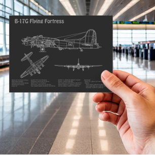 B-17 Flying Fortress - Flugzeugbauplan Pläne PD Postkarte