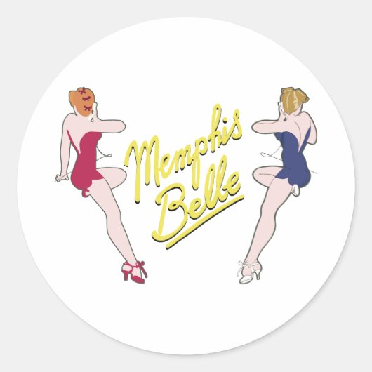 B-17 Flying Fortress Memphis Belle Nose Art Runder Aufkleber (Vorderseite)
