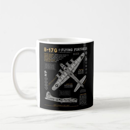 B-17 Flying Fortress Ww2 B-17G Bomber Aviation Kaffeetasse (Links)