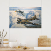B-17 Kaninchen Militärische Flugzeug Poster (Küche)