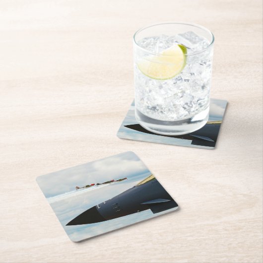 B-1 Bomber- und Kriegskämpfe Rechteckiger Pappuntersetzer (Vor Ort)