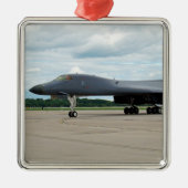 B-1B Lancer Bomber am Boden Silbernes Ornament (Vorne)