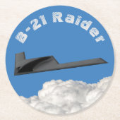B-21 Raider Stealth Bomber Runder Pappuntersetzer (Vorderseite)