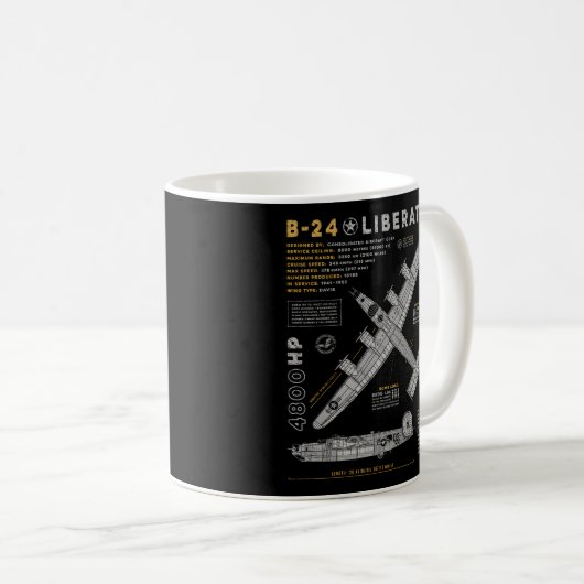 B-24 Befreier Konsolidiertes Luftfahrzeug B24 Bomb Kaffeetasse (VorderseiteRechts)