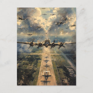 B-24-Bomber auf einer Mission Malerei Postkarte