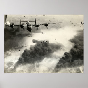 B-24 des Zweiten Weltkriegs über Ölfelder von Ploe Poster