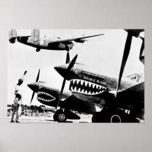 B-24 Liberator Fliegendes Past P-40 Kämpfer-Flugze Poster