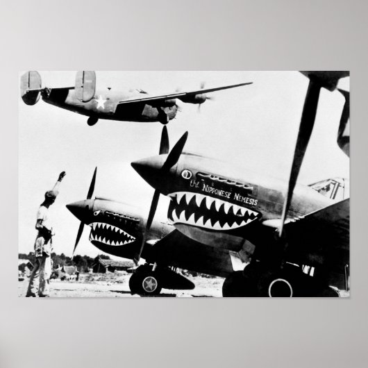 B-24 Liberator Fliegendes Past P-40 Kämpfer-Flugze Poster (Vorne)