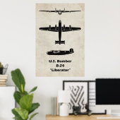 B-24 Liberator-Flugzeugposter für Luftfahrtdekorat Poster (Heimbüro)