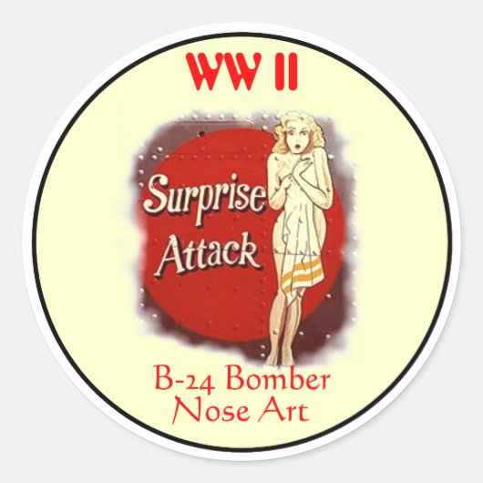 B-24 Nase Art-WW II Runder Aufkleber (Vorderseite)