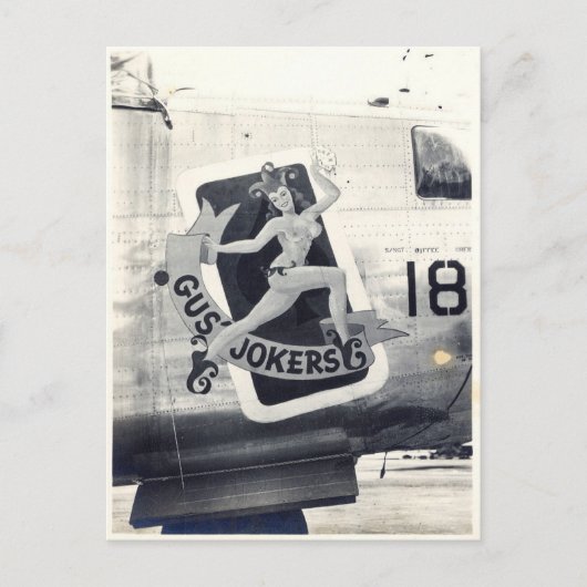 B-24 Nose Art "Gus' Jokers" Postkarte (Vorderseite)