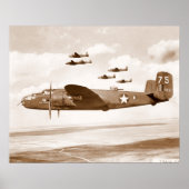 B-25 Mitchell Bomber Flugplakat Poster (Vorne)