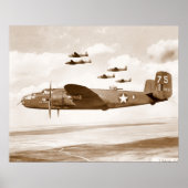 B-25 Mitchell Bomber Flugplakat Poster (Vorne)