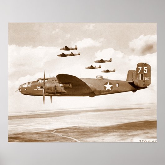 B-25 Mitchell Bomber Flugplakat Poster (Vorne)